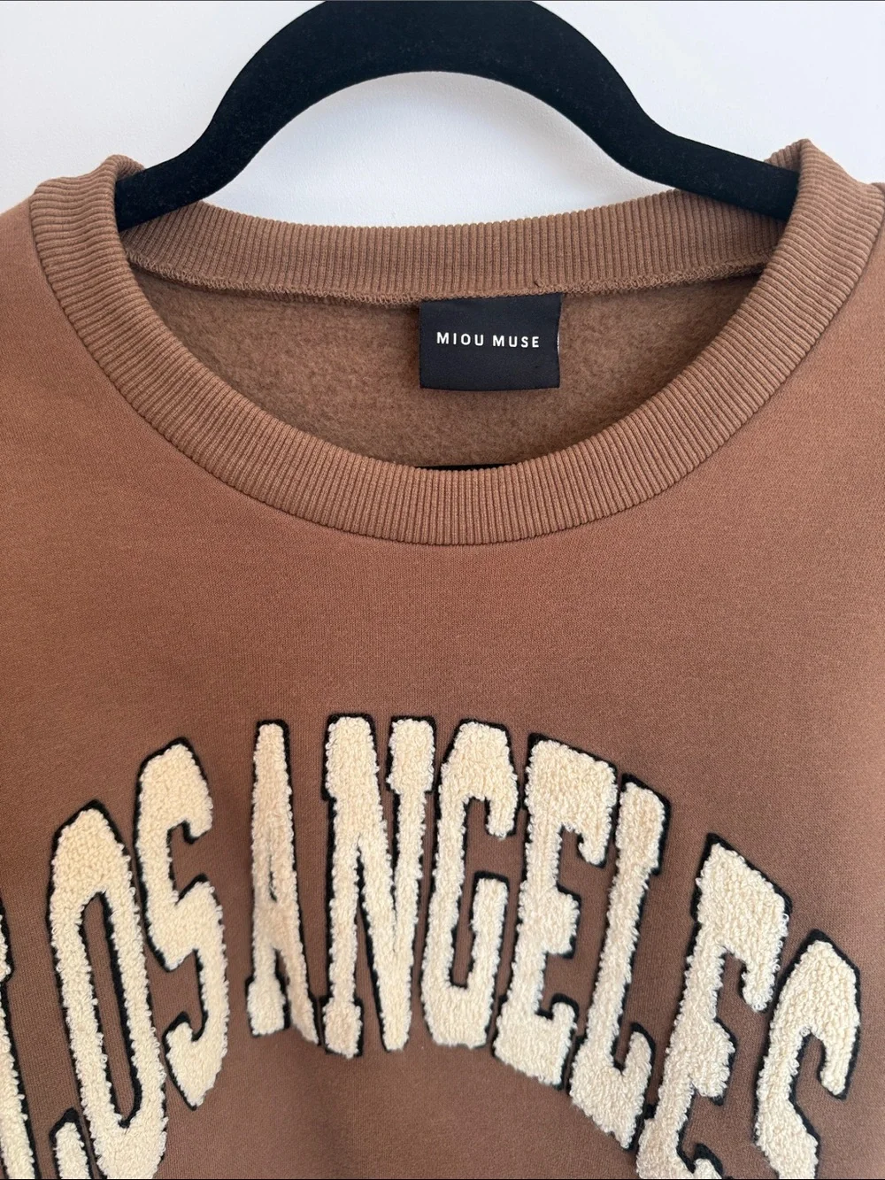 Miso Muse Women's Crewneck Sweatshirt - Brown with Cream 'Los Angeles'